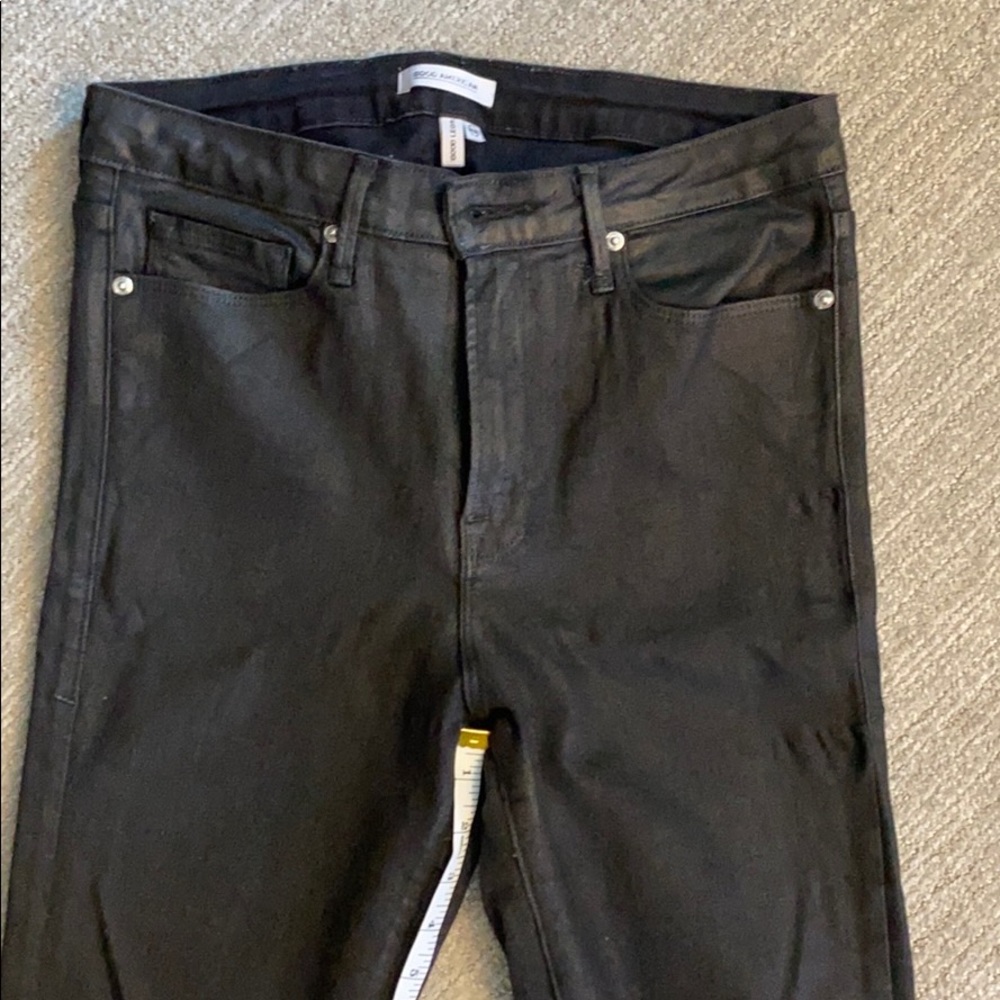 Good American High Rise Black Waxed Denim Jeans